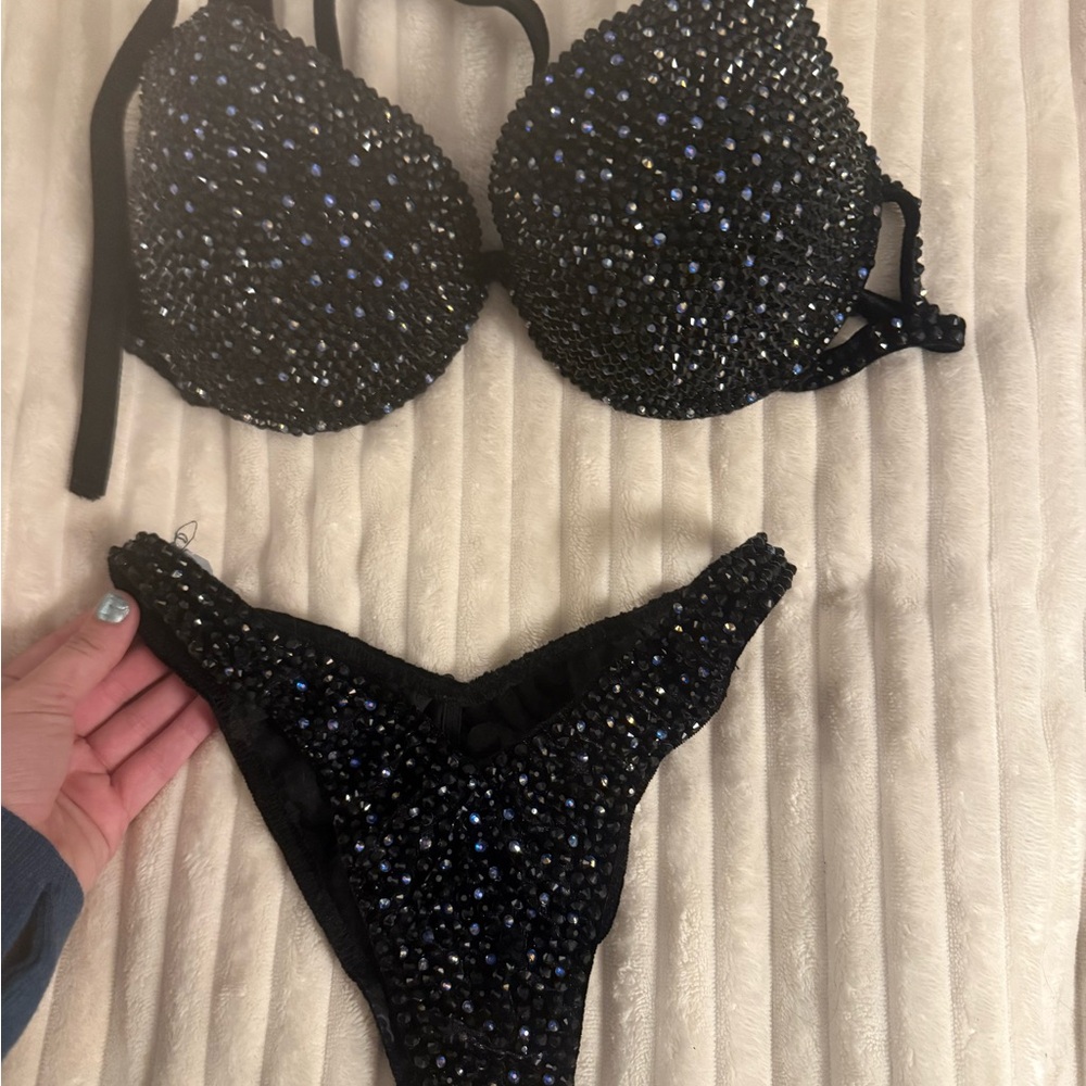 Black Beaded Bikini Set